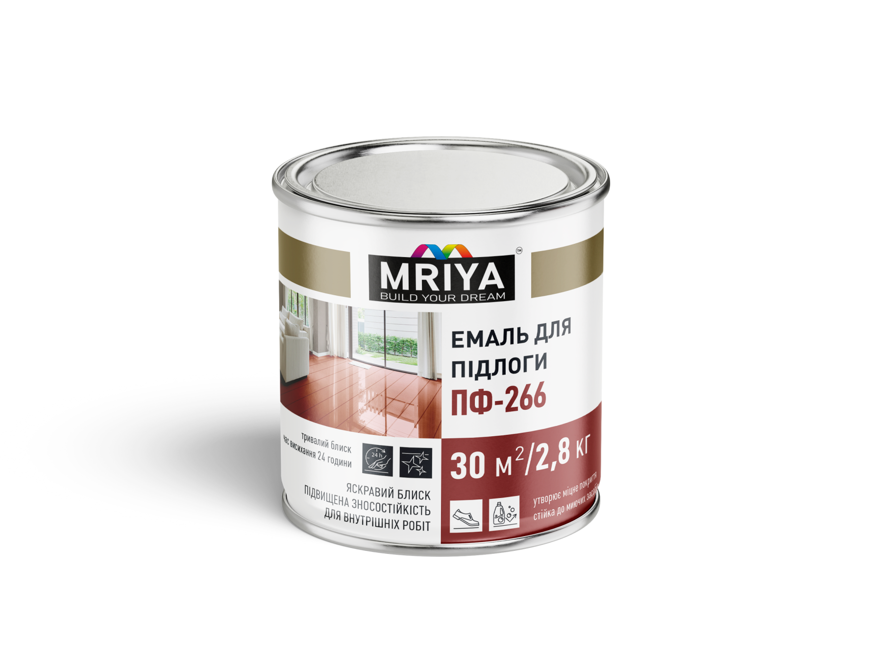 Емаль для підлоги Червоно-коричнева 2.8 кг ПФ-266 ТМ MRIYA